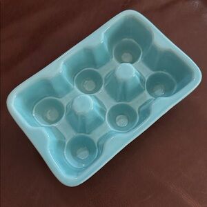 EGG CRATE 1/2 Dozen TURQUOISE BLUE ReUsable 6 Eggs Holder Bakers Prep Storage